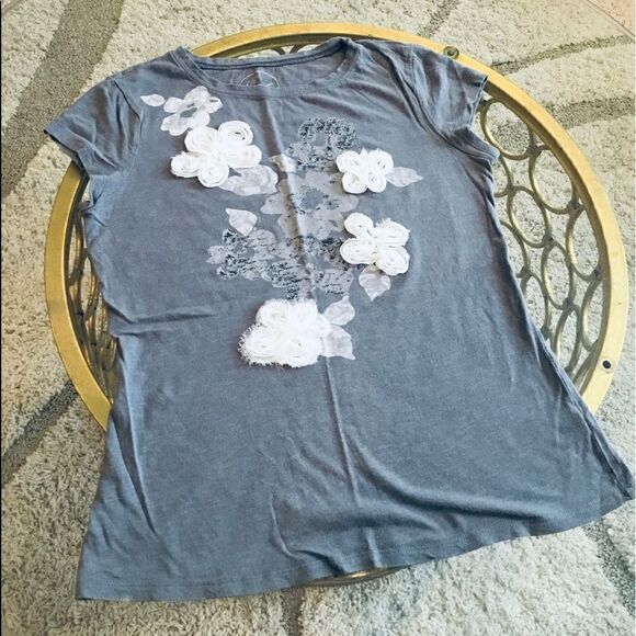 INC TEE TOP BLOUSE WITH FLOWERS APPLIQUÉ SIZE M - Picture 7 of 9